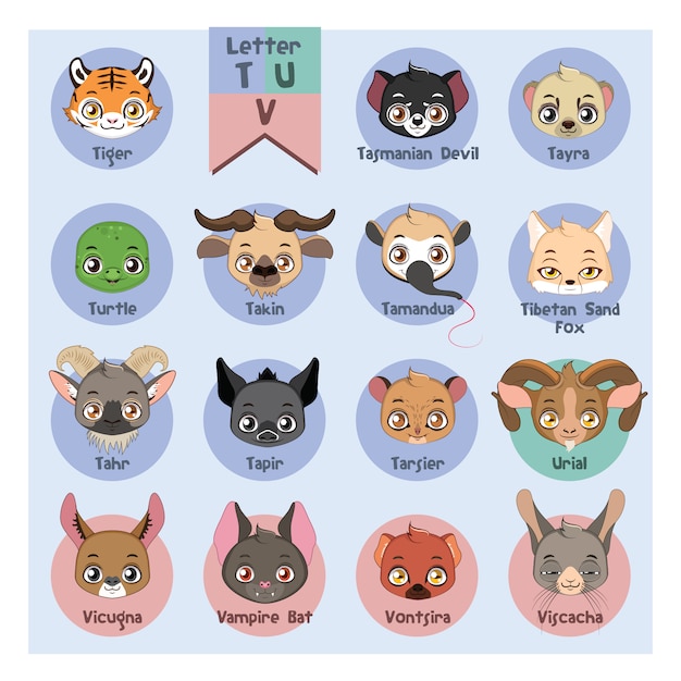 Collection of cute animal stickers