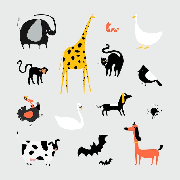 Free vector collection of cute animals illustration