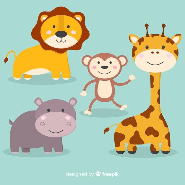 Collection of cute cartoon animals