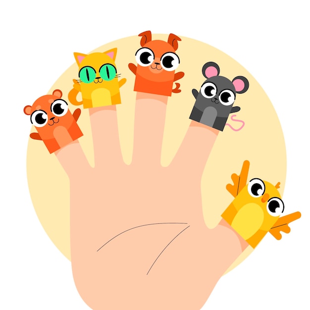 Free Vector collection of cute finger puppets for children