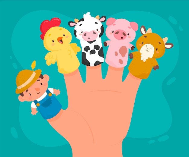 Collection of cute finger puppets for children