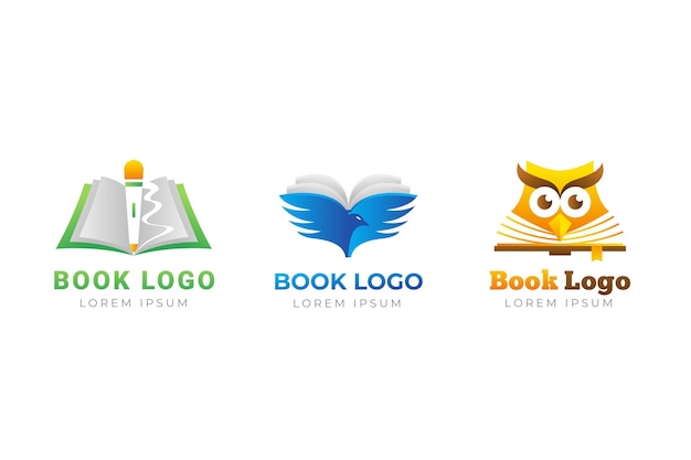 Collection of cute gradient book logo template