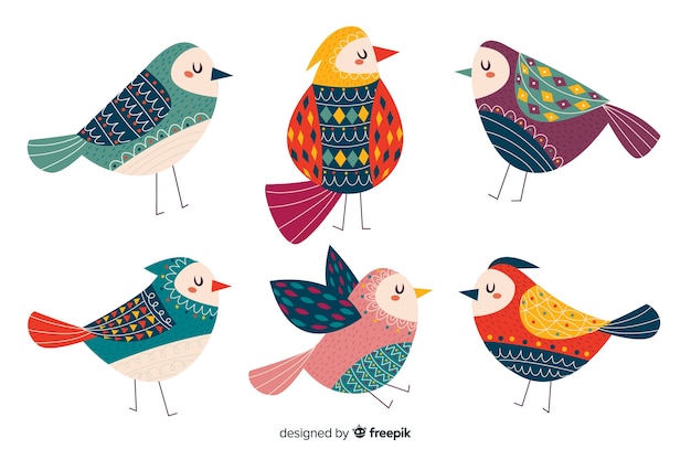 Free Vector collection of cute hand drawn birds