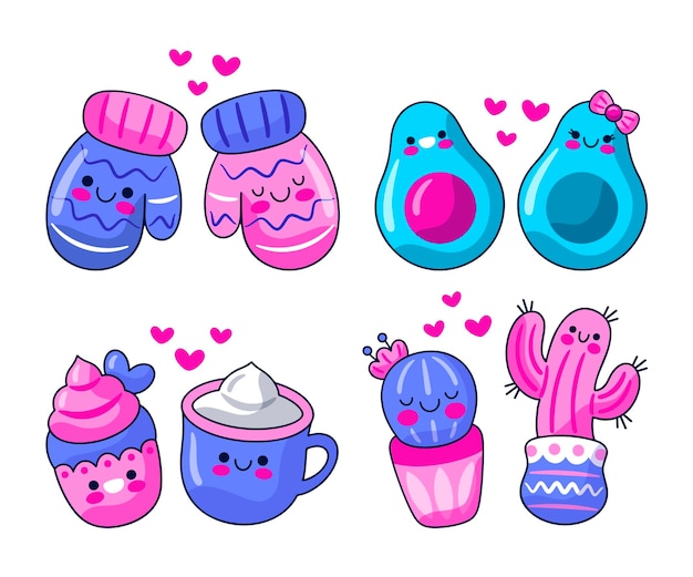 Collection of cute love stickers