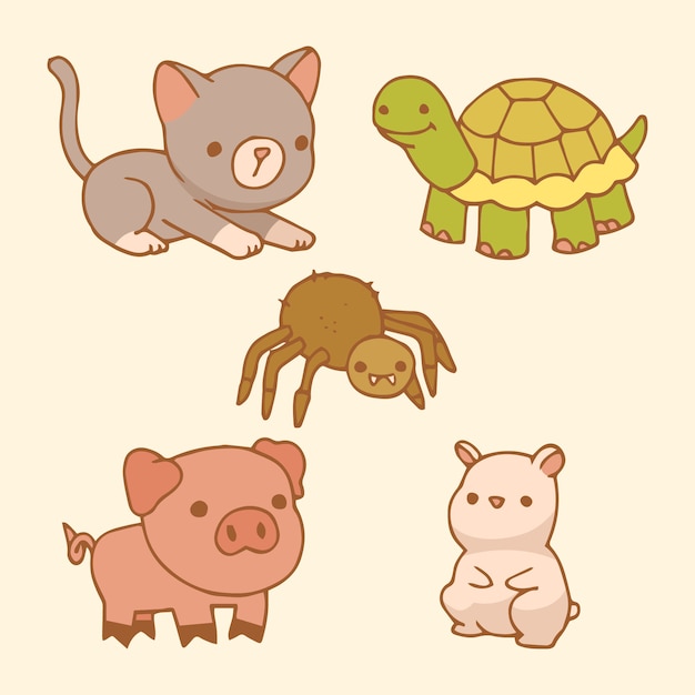 Collection of cute smiley pets