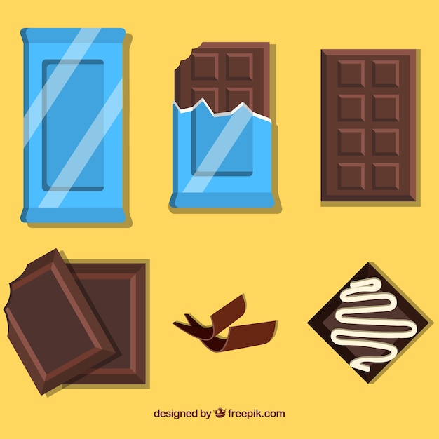 Collection of dark and milk chocolate bars