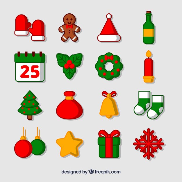 Collection of decorative christmas elements