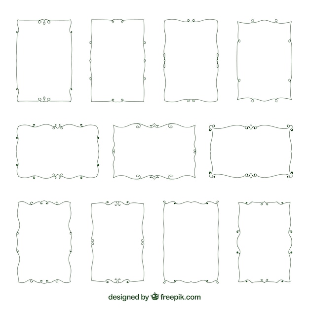 Collection of decorative hand drawn borders