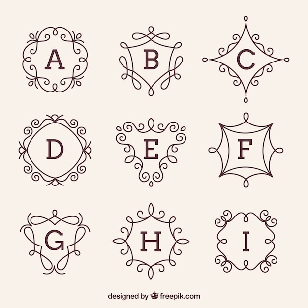 Free vector collection of decorative hand drawn monograms