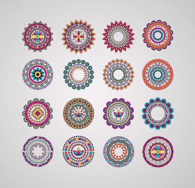 Free Vector collection decorative mandalas floral bohemian