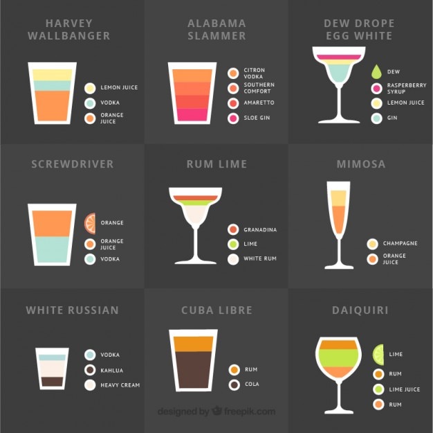 Free Vector collection of delicious summer cocktail