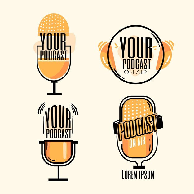 Collection of detailed podcast logos