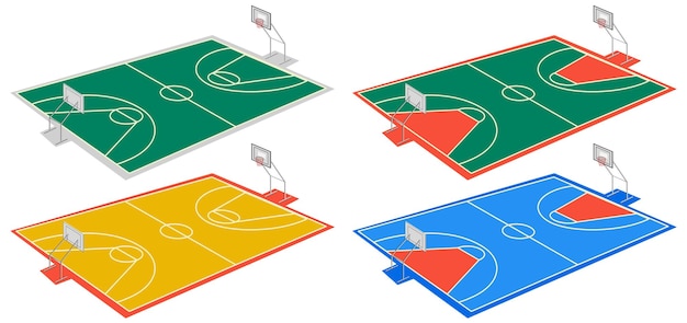 Free Vector collection of different basketball courts