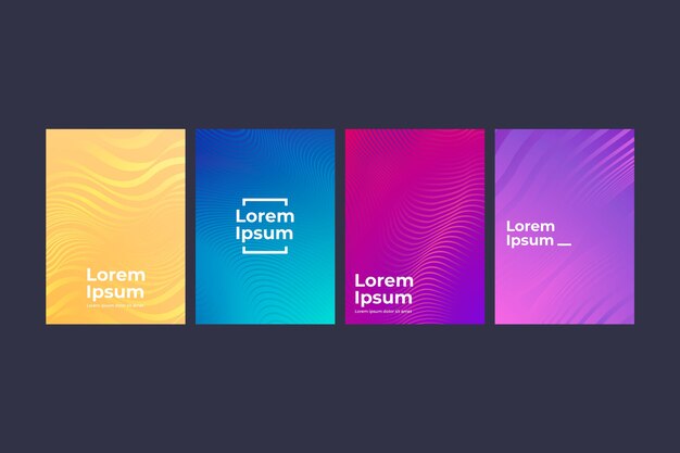 Collection of different colorful halftone gradient cover