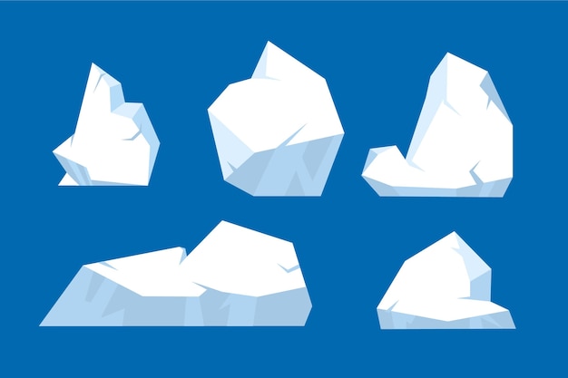 Collection of different drawn icebergs