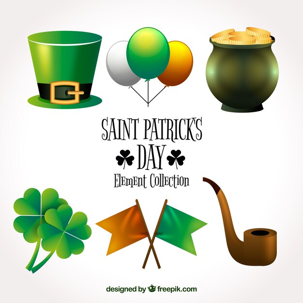 Collection of different elements for st patricks day