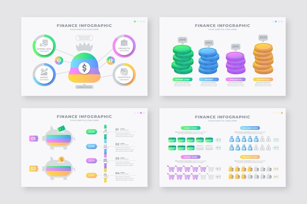 Collection of different finance infographics