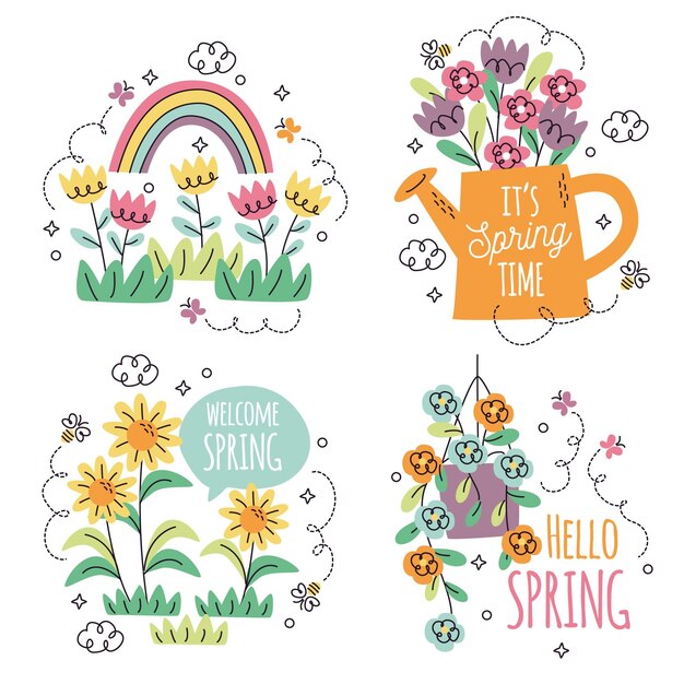 Collection of different floral stickers