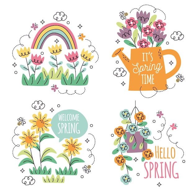 Collection of different floral stickers