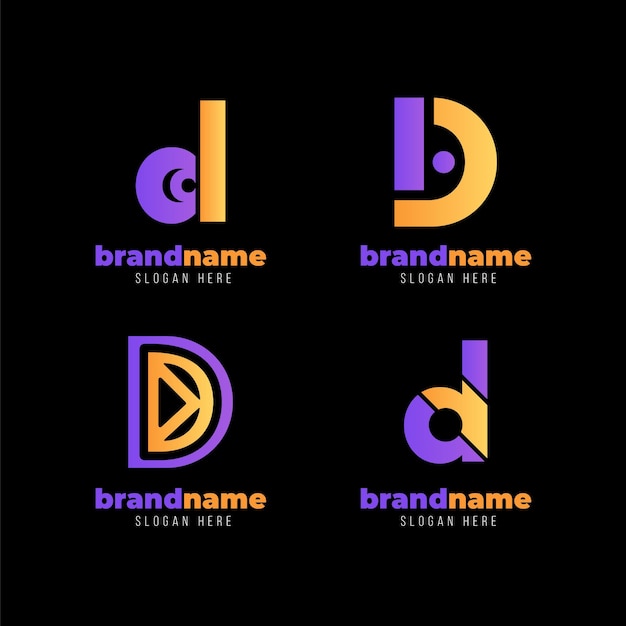 Free Vector collection of different gradient d logo