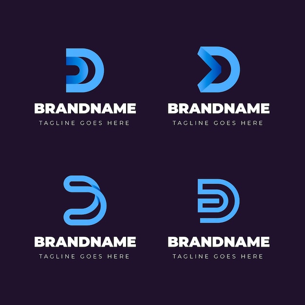 Free Vector collection of different gradient d logo