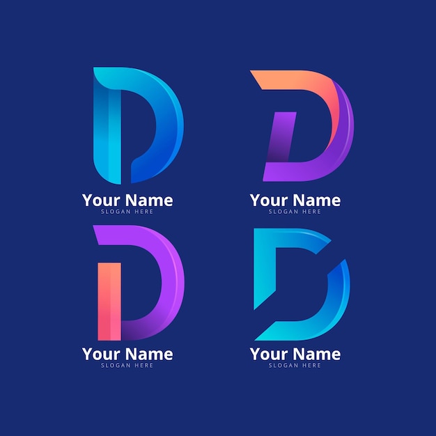 Free vector collection of different gradient d logos