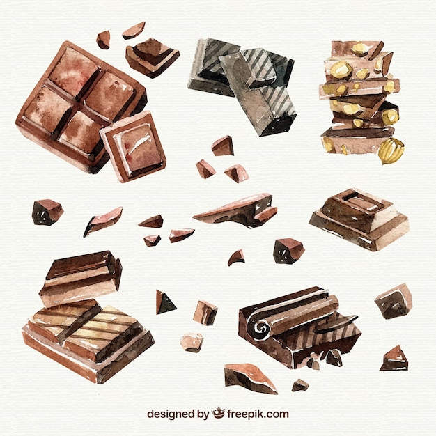 Free Vector collection of different hand drawn chocolate pieces