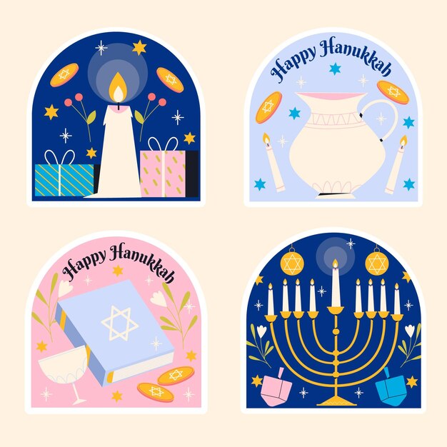 Collection of different hanukkah stickers