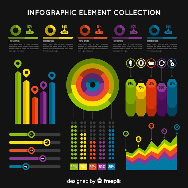 Free Vector collection of different infographic elements