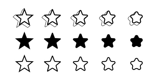 collection of different star shape element on white background vector