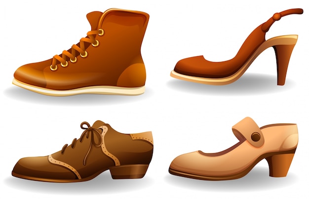 Free Vector collection of different styles of male and female shoes