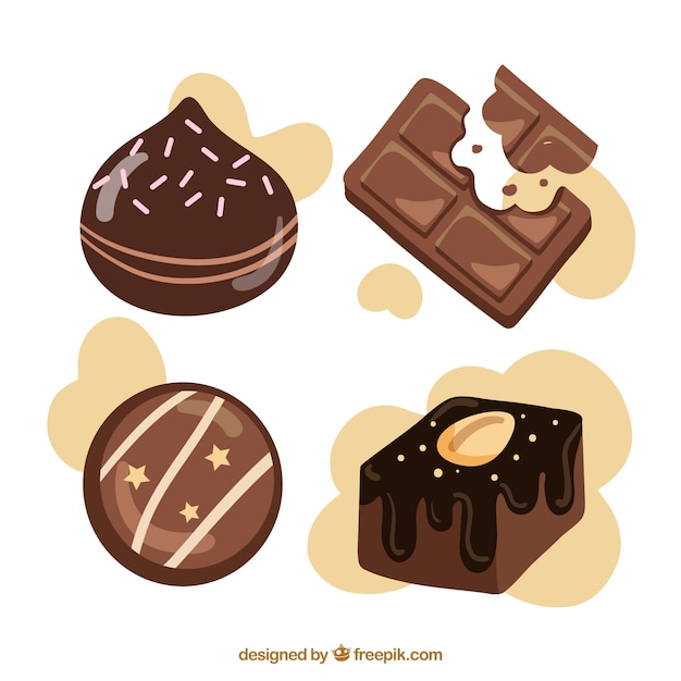 Free Vector collection of different types of chocolate