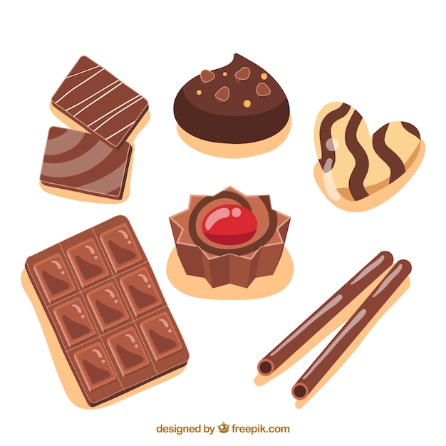 Free Vector collection of different types of chocolate