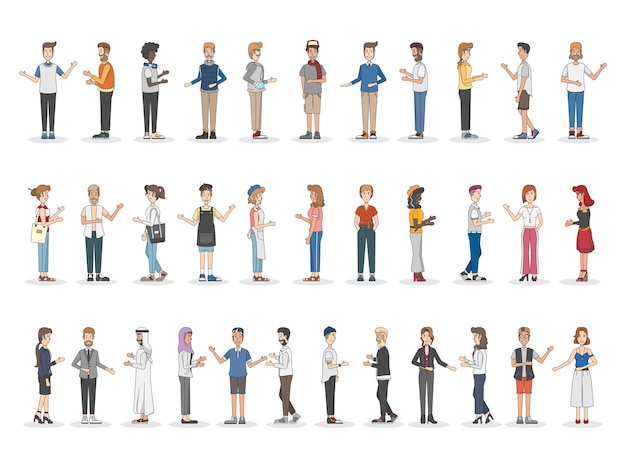 Free Vector collection of diverse illustrated people