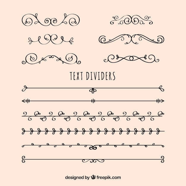 Free vector collection of dividers and vintage hand drawn ornaments