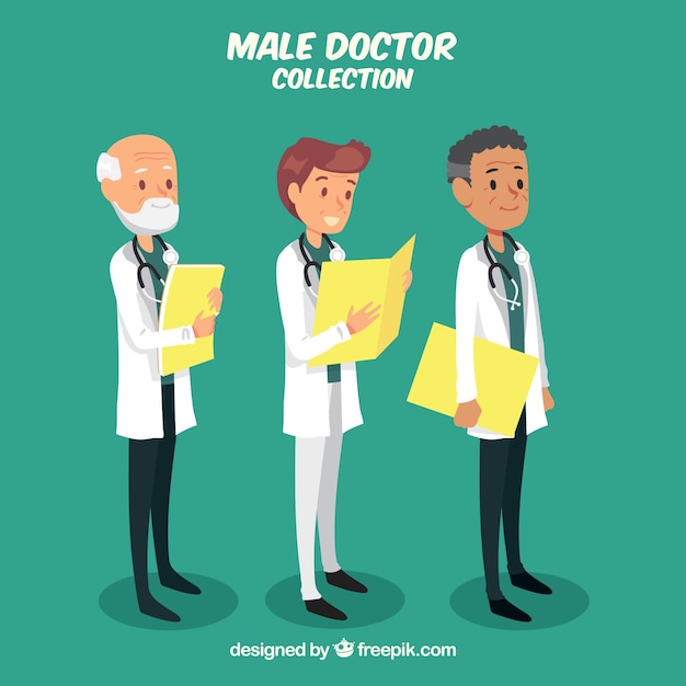 Free vector collection of doctor with folder