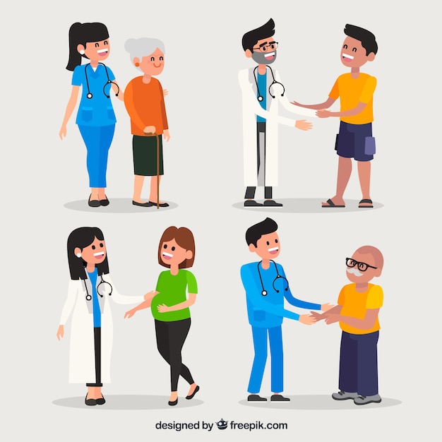 Collection of doctors with patients