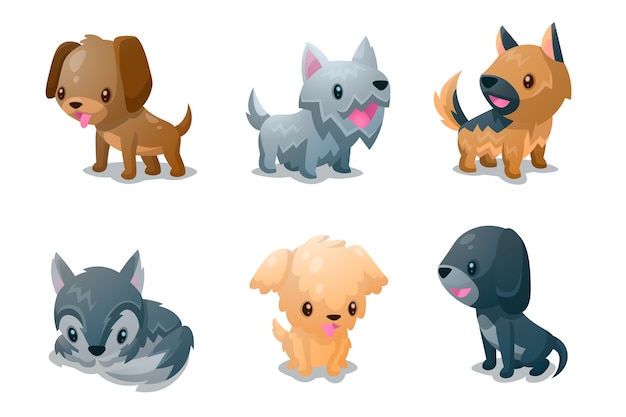 Free Vector collection of dog fluffy companions