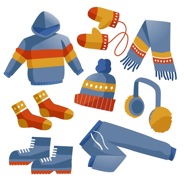 Free Vector collection of drawn winter clothes