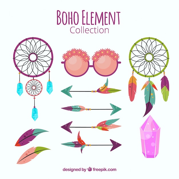 Free Vector collection of dream catchers and boho element