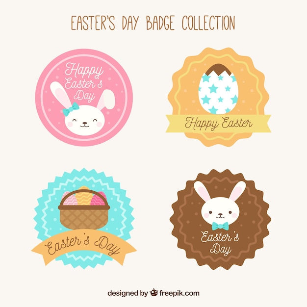 Collection of easter labels in flat design