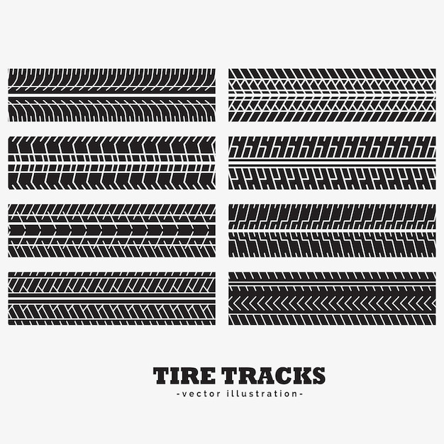 Free Vector collection of eight tire track marks