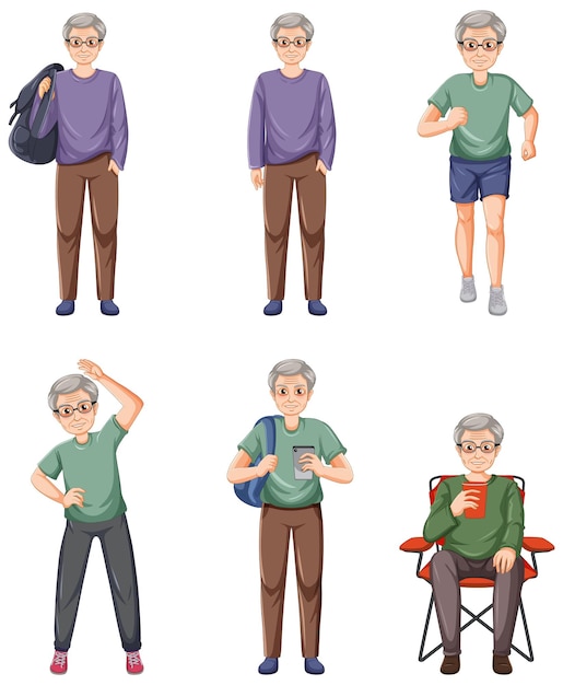 Free Vector collection of elderly people characters