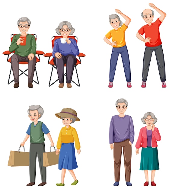 Free Vector collection of elderly people characters