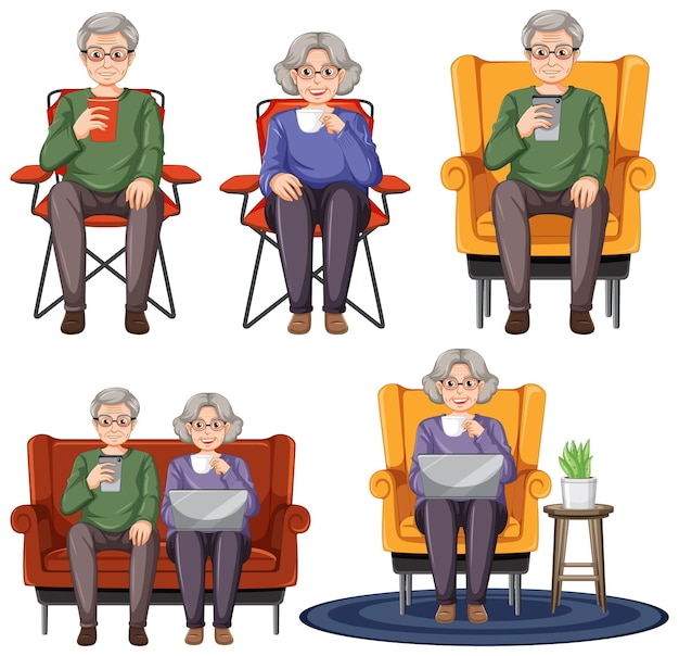 Free vector collection of elderly people characters