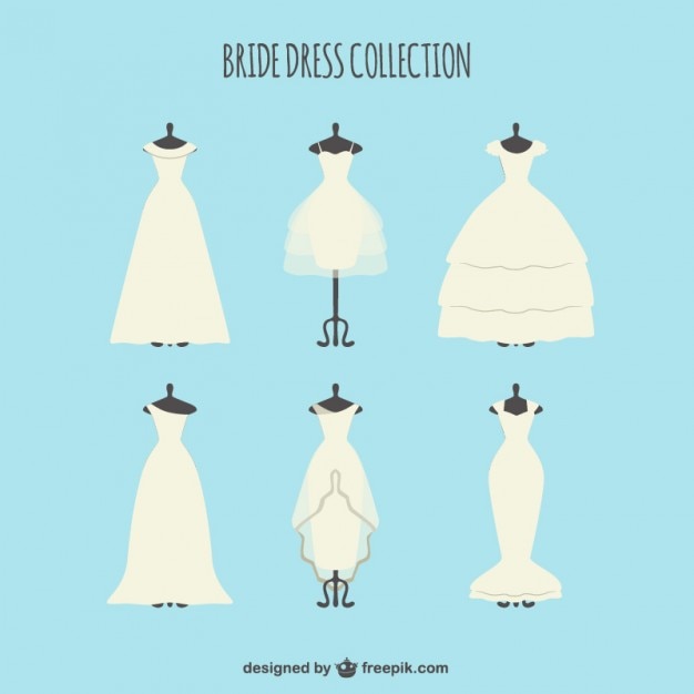 Free vector collection of elegant bride dress