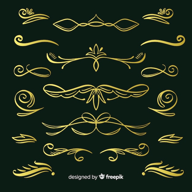 Free Vector collection of elegant golden ornaments