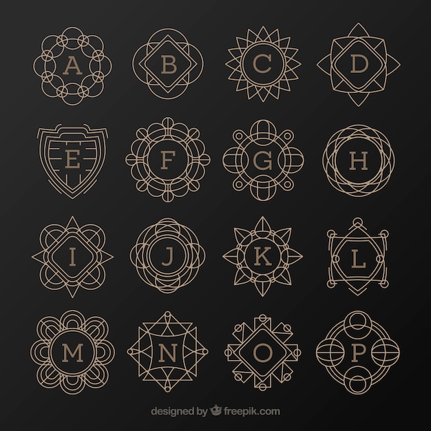 Free Vector collection of elegant retro monogram