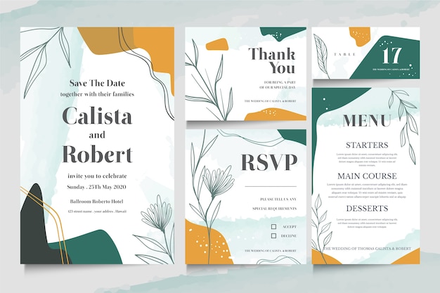 Collection of elegant stationery wedding templates