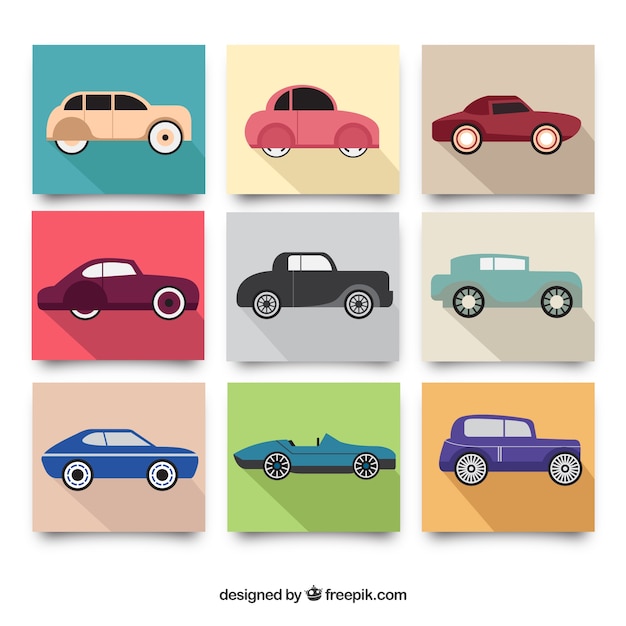 Free Vector collection of elegant vintage vehicles